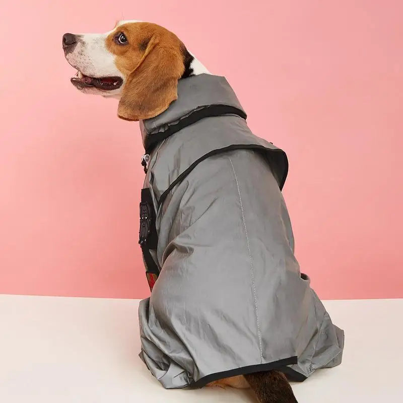 Dog Rain Coat Waterproof Reflective Poncho Jacket Adjustable Dog Rain Jacket with Leash Hole for Medium to 3X-Large Dogs