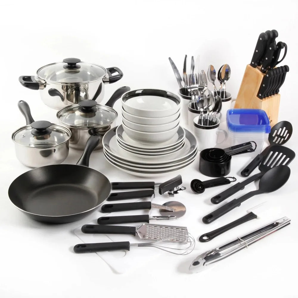 Gibson Home Kitchen In A Box 83-Piece Black Combo Set. - theultimatemarketshop