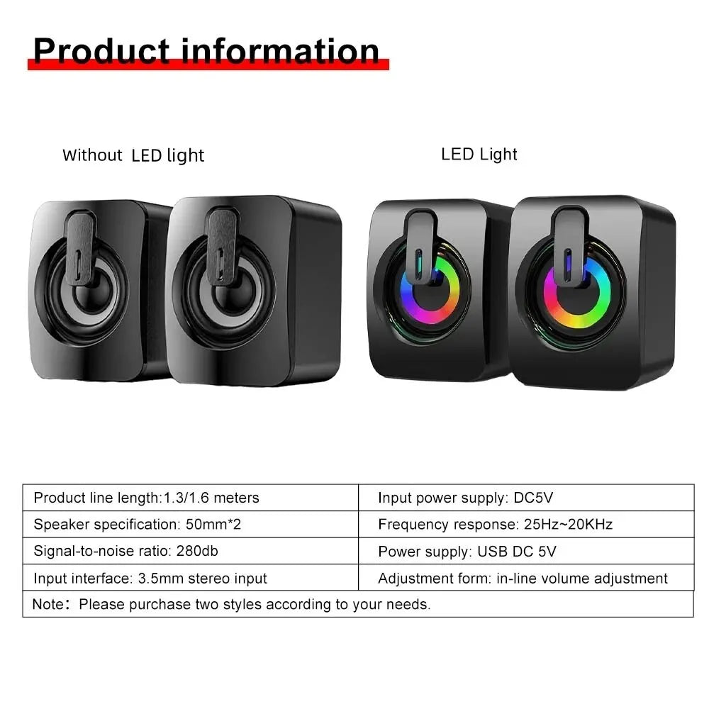 Computer Speakers PC Sound Box HIFI Stereo Microphone USB Wired LED Light For Desktop Computer - theultimatemarketshop