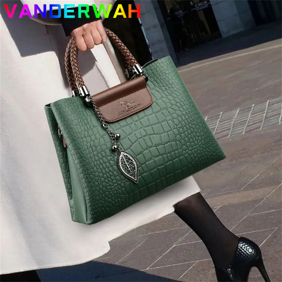 Brand Leather 3 Layers Alligator Crossbody Bag for Women - theultimatemarketshop