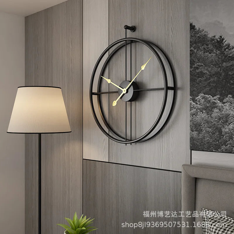 Large Wall Clock Double-walled Square Tube Iron Silent Home Watch Simple Design