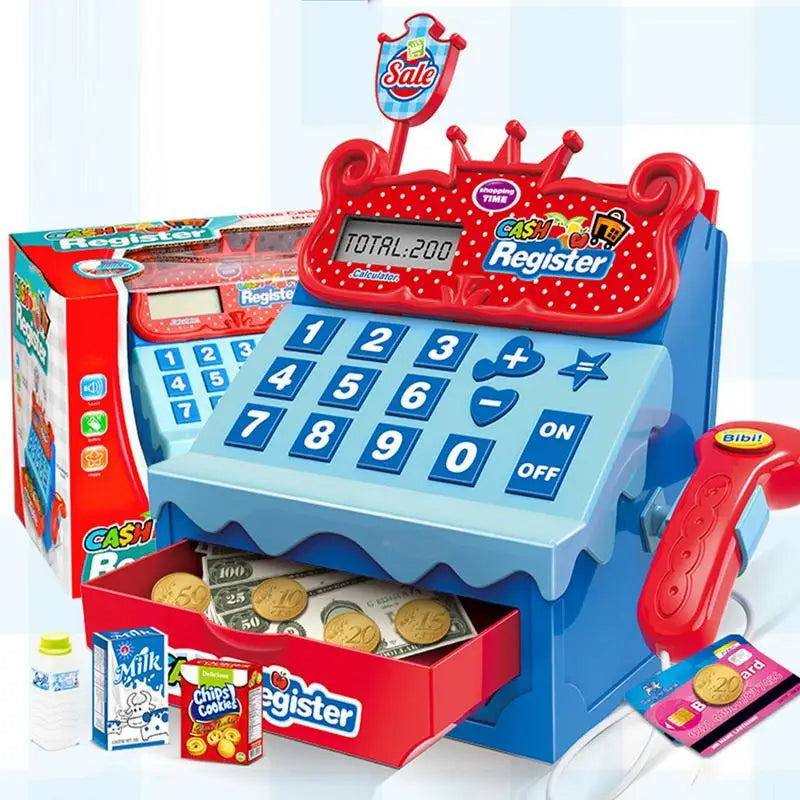 Electronic Children Pretend Play House Toys Simulation Supermarket Cash Register Game Toy Lighting And Sound Effects