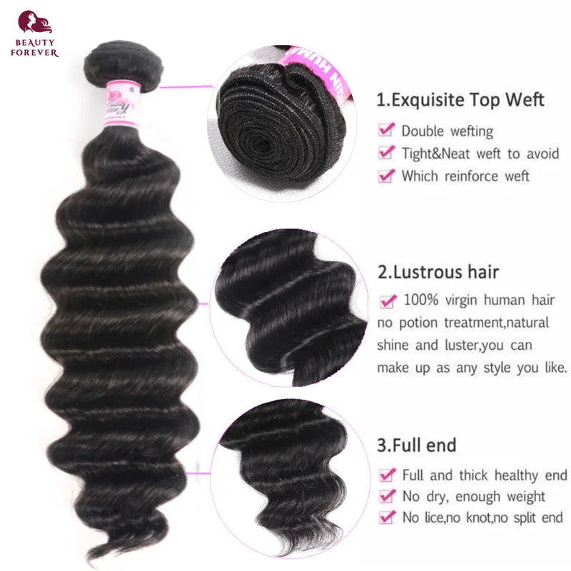 Beautyforever Grade 12A Loose Deep Wave Brazilian Human Hair Bundles 3/4 PCS/LOT 100% Virgin Human Hair - theultimatemarketshop