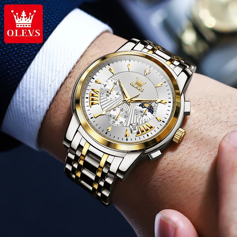 OLEVS Luxury Brand Quartz Watch for Men Waterpoof - theultimatemarketshop