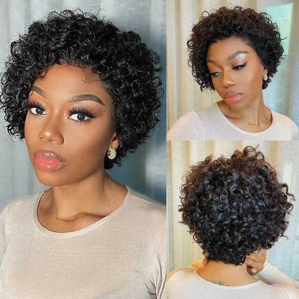 Pixie Cut Wig Human Hair Short Curly  For Black Women - theultimatemarketshop