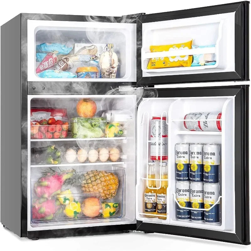 Mini Fridge with Freezer, 3.2 Cu. Ft Mini Refrigerator, Dorm Fridge with 2 Door