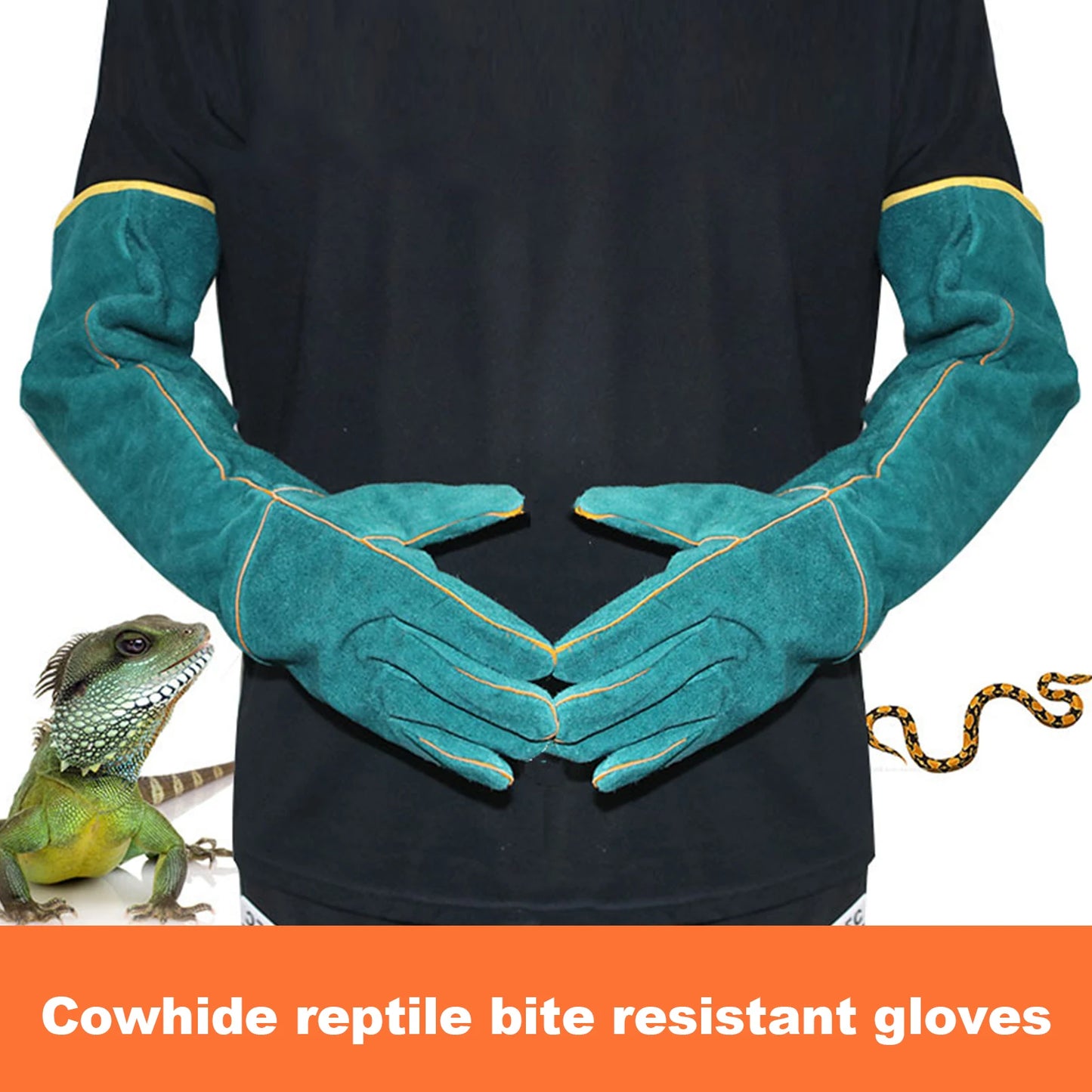 Anti-Bite Safety Gloves Ultra Long Leather Green Pets Grip Biting Protective Gloves for Catching Cat Reptiles and etc. - theultimatemarketshop