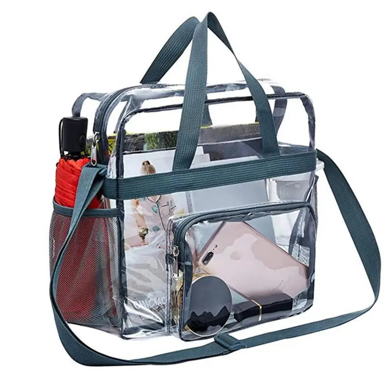 Portable PVC Transparent Shoulder Large Crossbody Bag Tote  for Women Clear Shopping Handbag