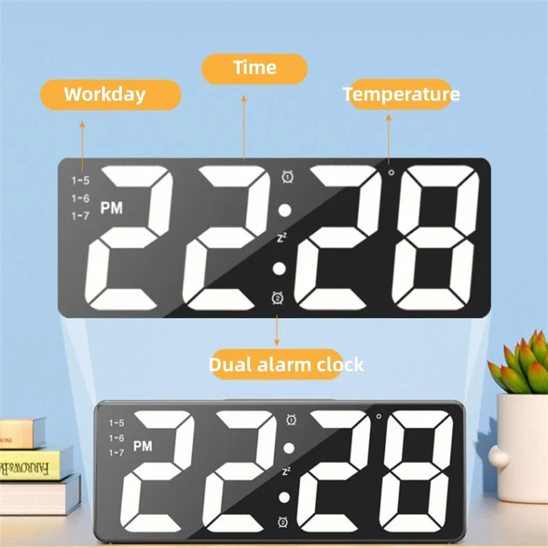 Latest Digital Clock LED Alarm Clock With Temperature Display Adjustable Brightness 12/24 Hours