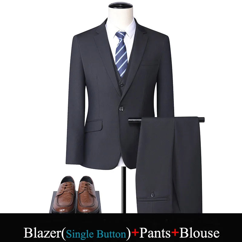 High Quality Suits Blazer Trouser Set Gentleman Business Elegant Formal Party Wedding Suits Plus Size 10xl Mens Two Piece Sets