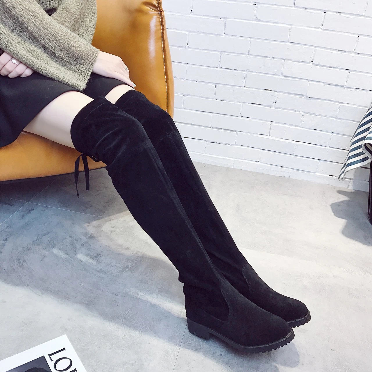 Women Over The Knee Boots, Suede Lace up Thigh High - theultimatemarketshop