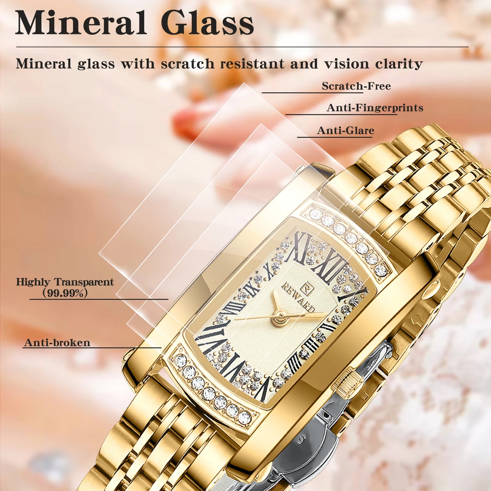 REWARD New Design Japanese Quartz Watch for Women Wristwatch Stainless Steel - theultimatemarketshop