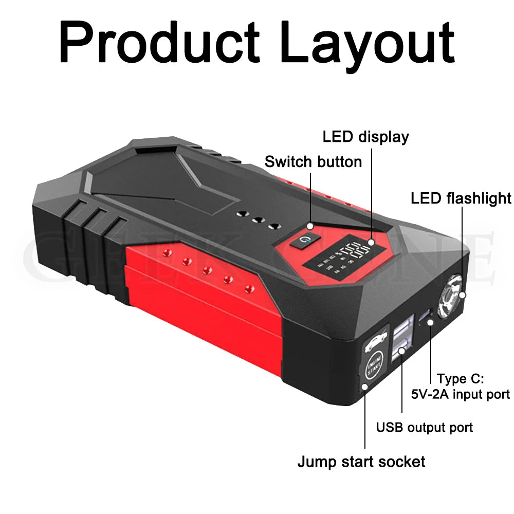 18000mAh Car Jump Starter Portable Power Battery Booster 12V Car Starting Device