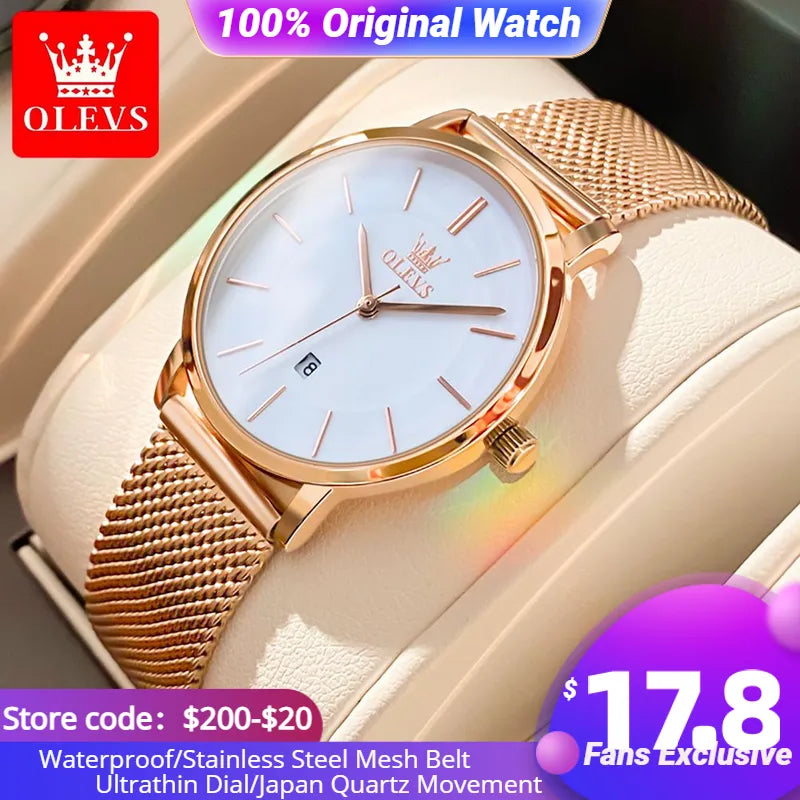 OLEVS Women's Watch Waterproof Stainless Steel Mesh Strap - theultimatemarketshop