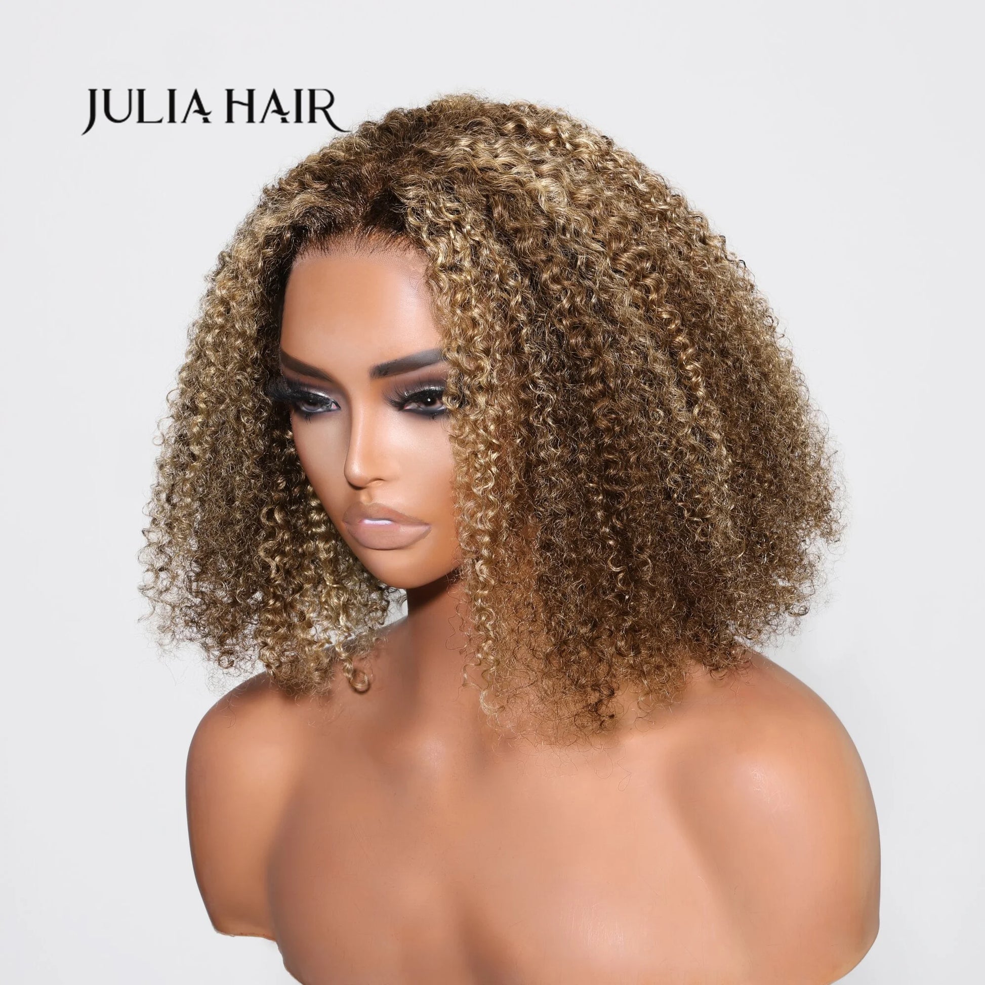 Julia Hair 13x4 Lace Front Highlight Blond Short Curly Bob Human Hair Wigs Pre Pluck With Baby Hair - theultimatemarketshop