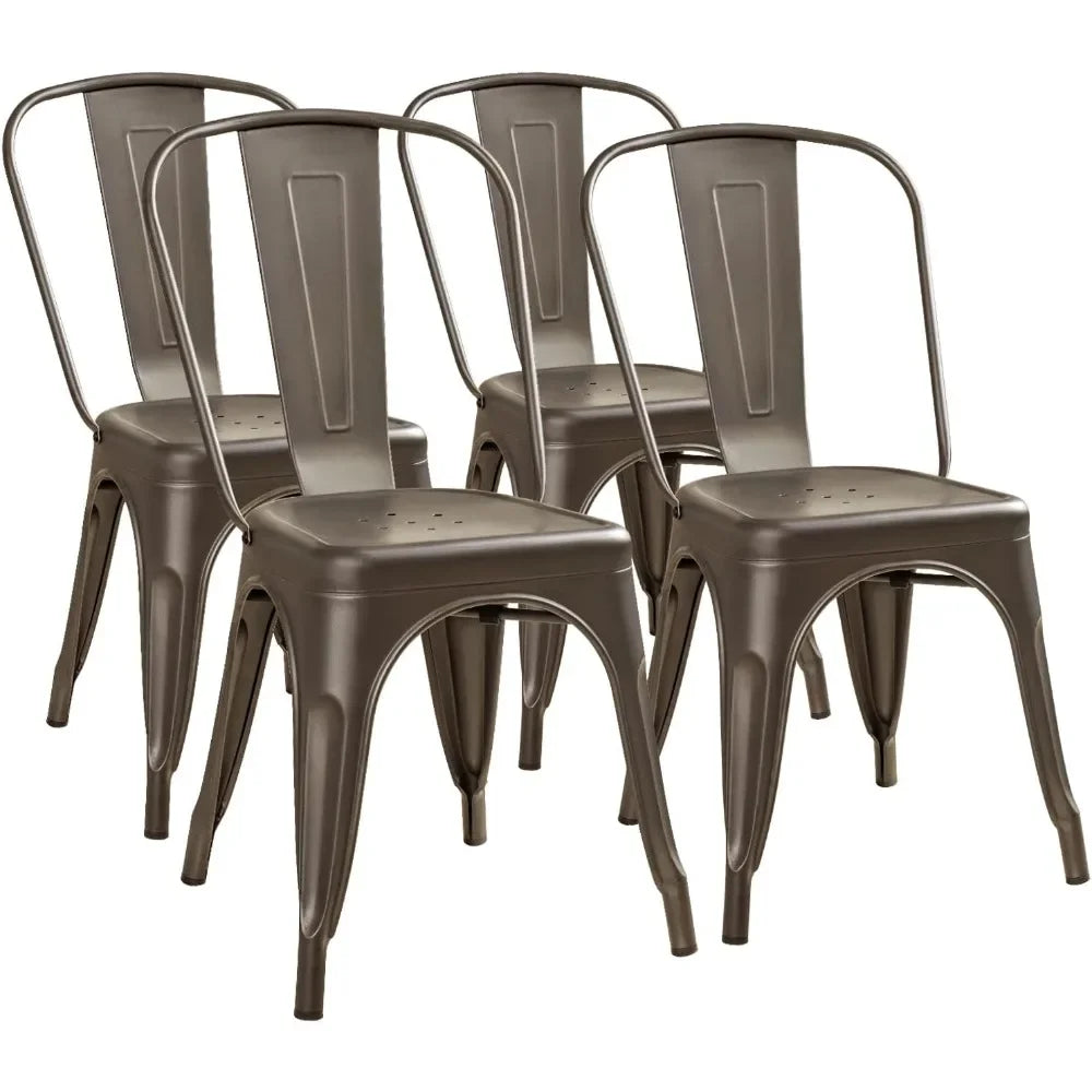 Metal Dining Chair Indoor Outdoor Use Stackable Classic  Chic Dining Bistro Cafe Side Metal Chairs Set of 4