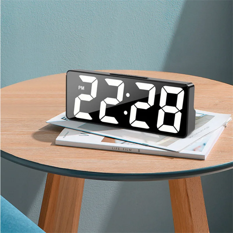 Latest Digital Clock LED Alarm Clock With Temperature Display Adjustable Brightness 12/24 Hours