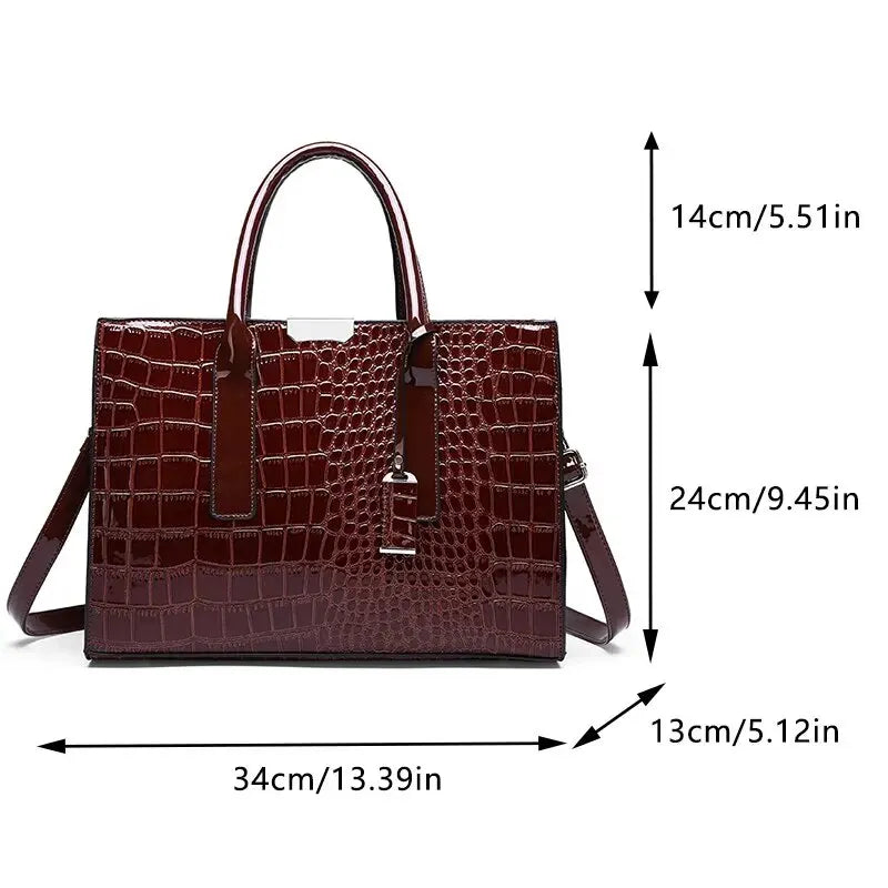 Crocodile Print Women Handbag Purse, Adjustable Straps Crossbody - theultimatemarketshop