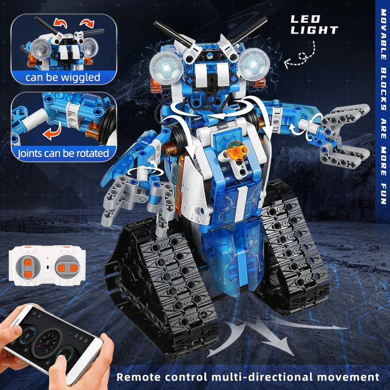 Technical Robot Toys The APP&RC Motorized Robot With Led Part Model Building Blocks for Kids