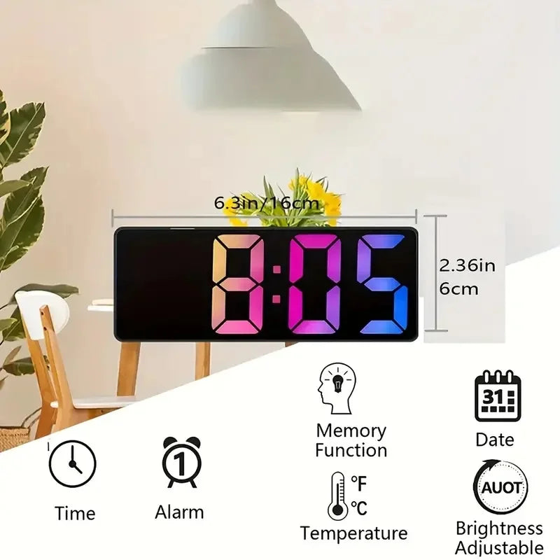 Latest Digital Clock LED Alarm Clock With Temperature Display Adjustable Brightness 12/24 Hours