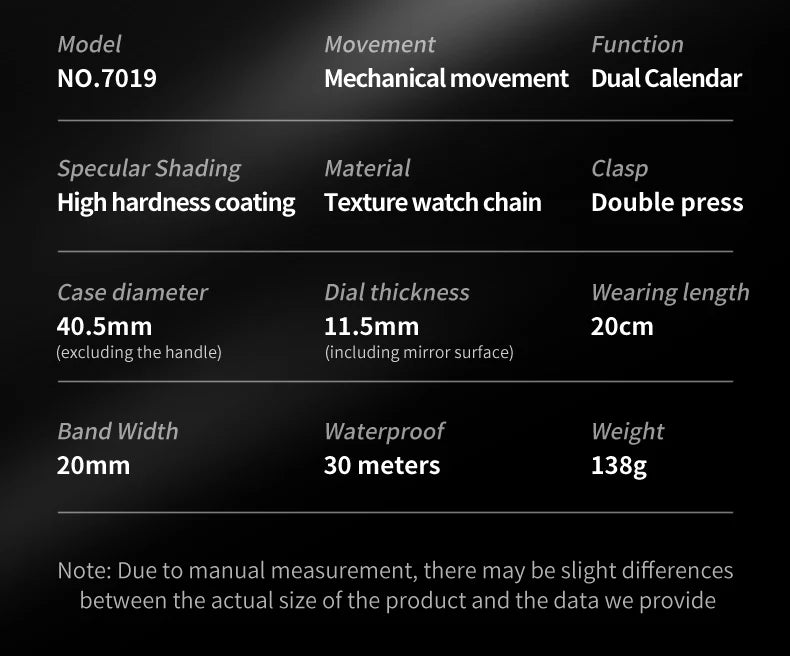 Diamond Automatic Watch for Men Luxury Dual Calendar Top Brand Waterproof Luminous Dress Men's Watch