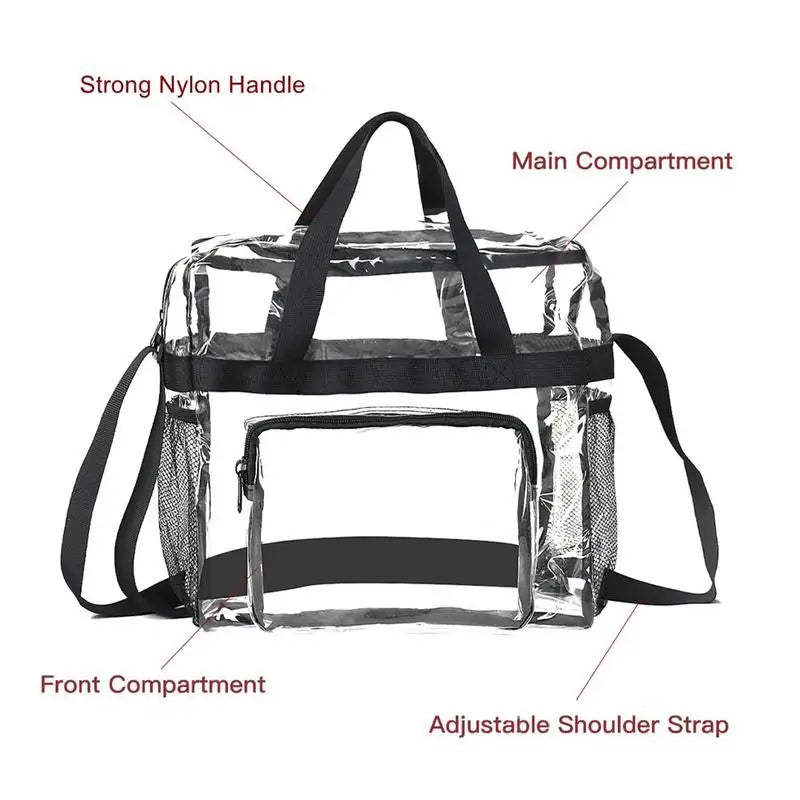 Portable PVC Transparent Shoulder Large Crossbody Bag Tote  for Women Clear Shopping Handbag