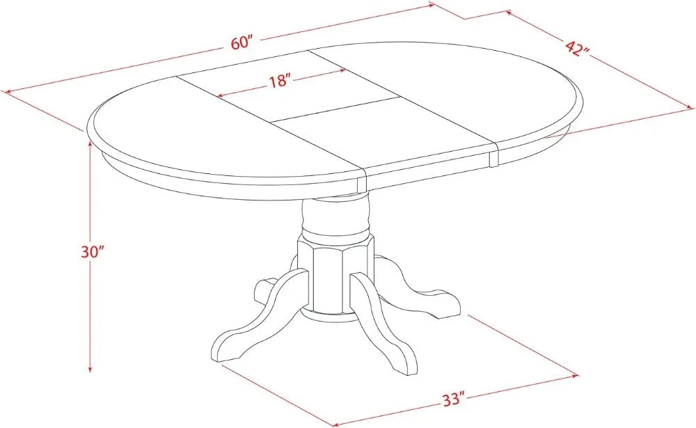 5 Piece Kitchen Table Set for 4 Includes an Oval Dining Table with Butterfly Leaf and 4 Dining Room Chairs, 42x60 Inch,