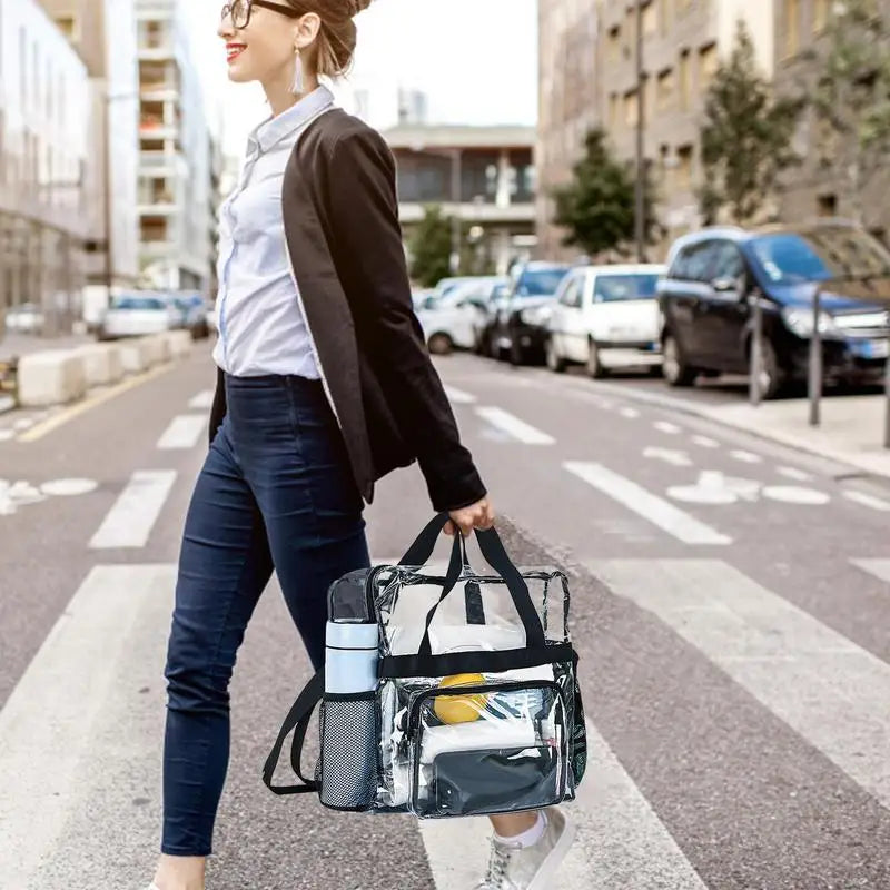 Portable PVC Transparent Shoulder Large Crossbody Bag Tote  for Women Clear Shopping Handbag