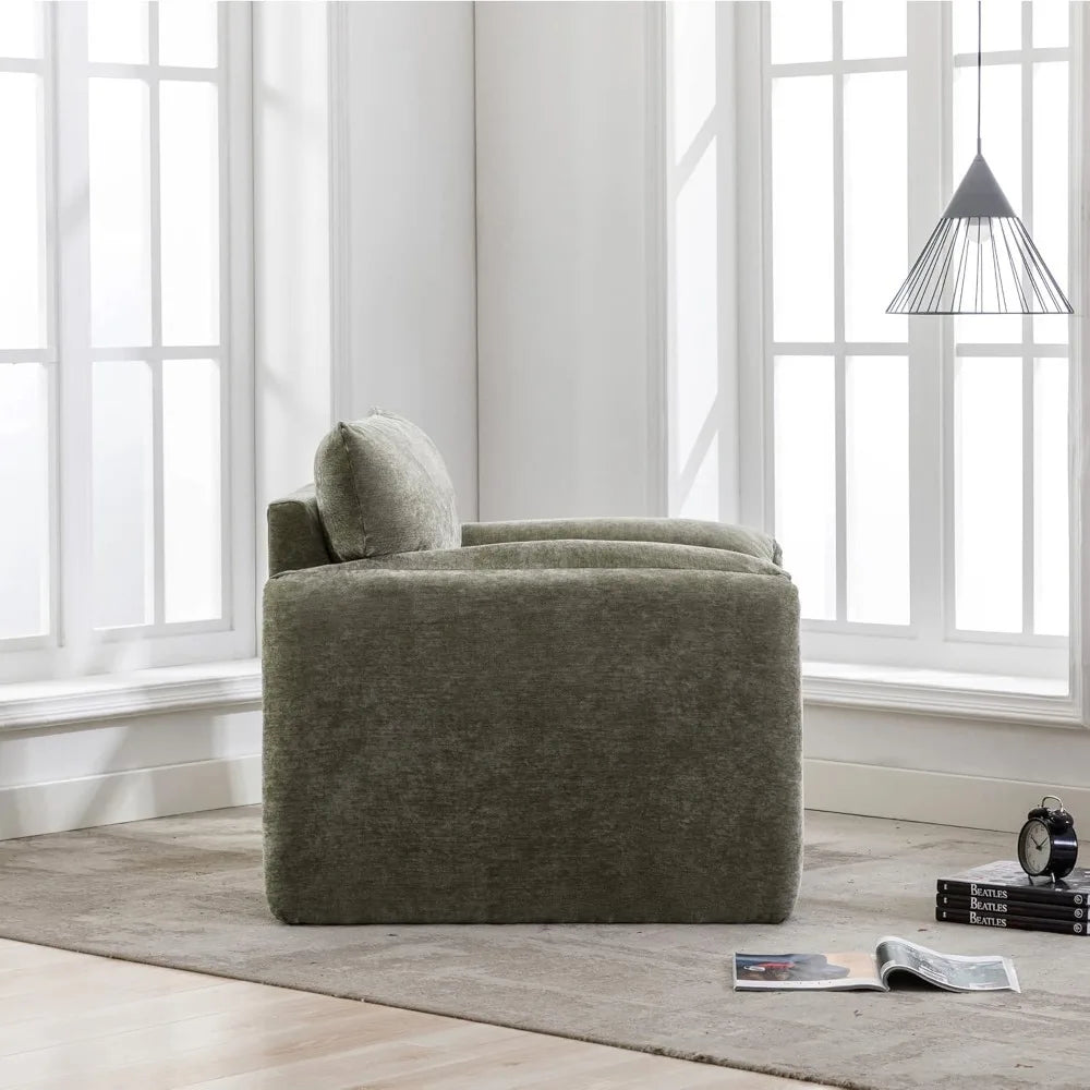 Chenille Oversized Armchair-Modern Accent Chair & Single Sofa Lounge 38.6'' Wide Green Rocking Chairs Living Room Furniture