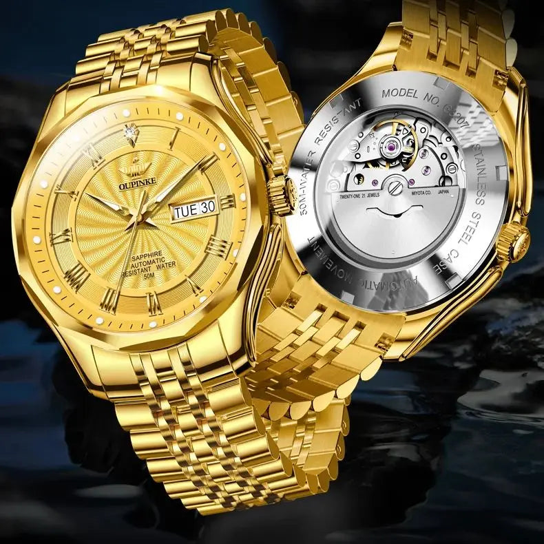 Real Diamonds Men's Watches Luxury TOP Brand Gold Watch Imported Automatic Mechanical Watch Men