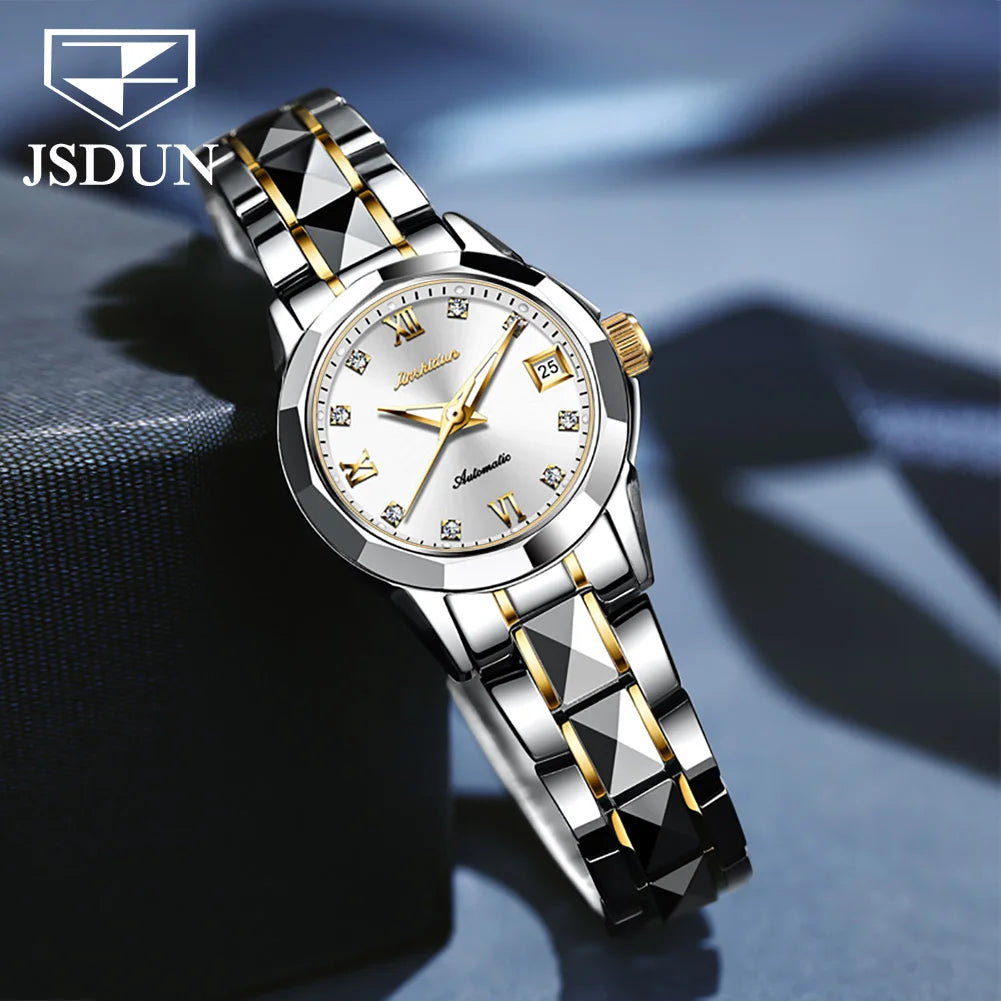 JSUDN Original Mechanical Wrist watch for Women Luxury Tungsten Steel Strap - theultimatemarketshop