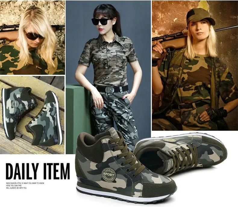 Women High Top Wedge Platform Camouflage Sneakers  Casual Shoes - theultimatemarketshop