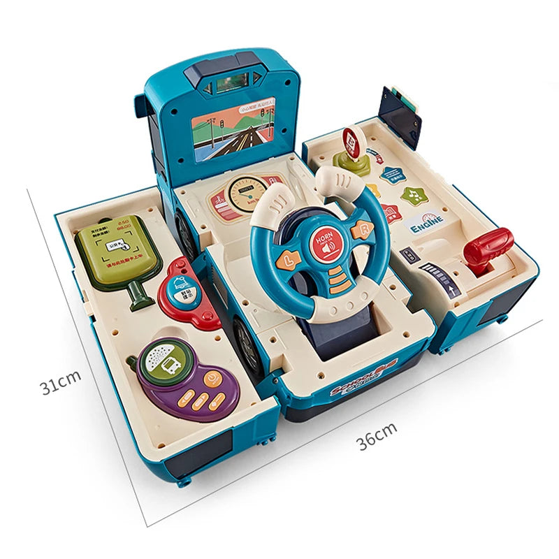 Children Bus Toy Copilot Steering Wheel Puzzle Baby Developing Educational Toy