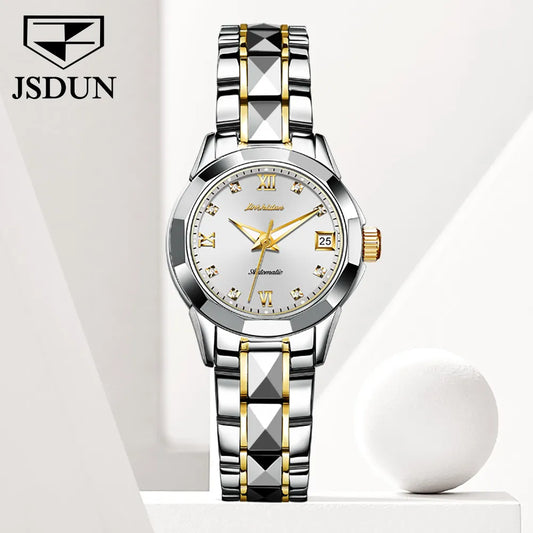 JSUDN Original Mechanical Wrist watch for Women Luxury Tungsten Steel Strap - theultimatemarketshop