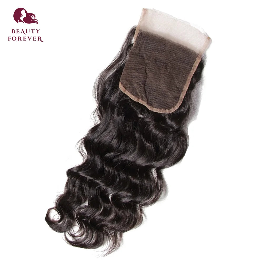 Beauty Forever Brazilian Human Hair Natural Wave 3 Bundles With Lace Closure. - theultimatemarketshop