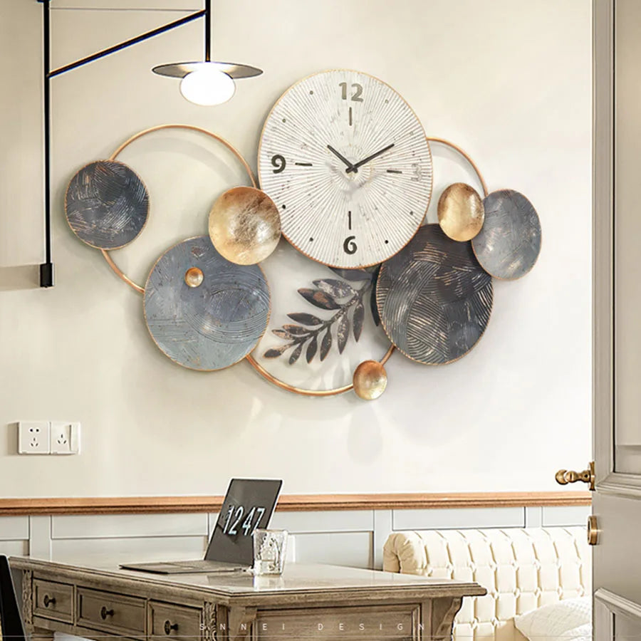 Home Decor Wall Clock Quart Round Unique Luxury  Modern Design