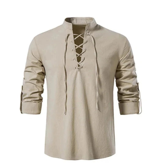 Men's V-neck  Casual wear-shirt Long Sleeve Top - theultimatemarketshop