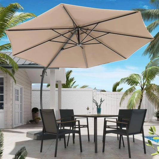 Outdoor Patio Umbrella with Base included, 11 FT Deluxe Umbrella Heavy Duty  Hanging Umbrella