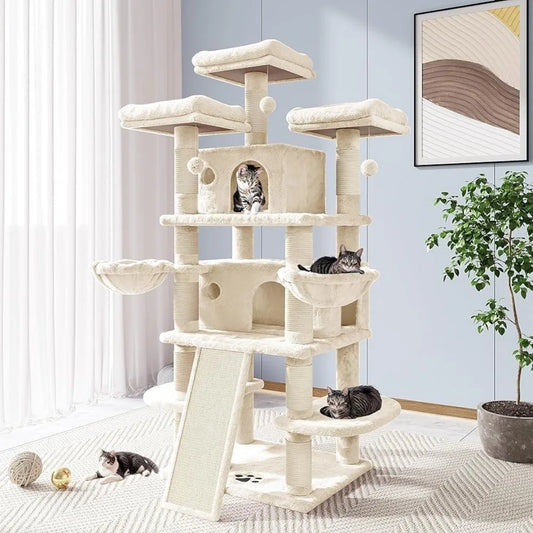 New 68 Inches Cat Tree House and Towers for Large Cat/Cat Climbing Tree with Cat Condo/ Scratching Post - theultimatemarketshop