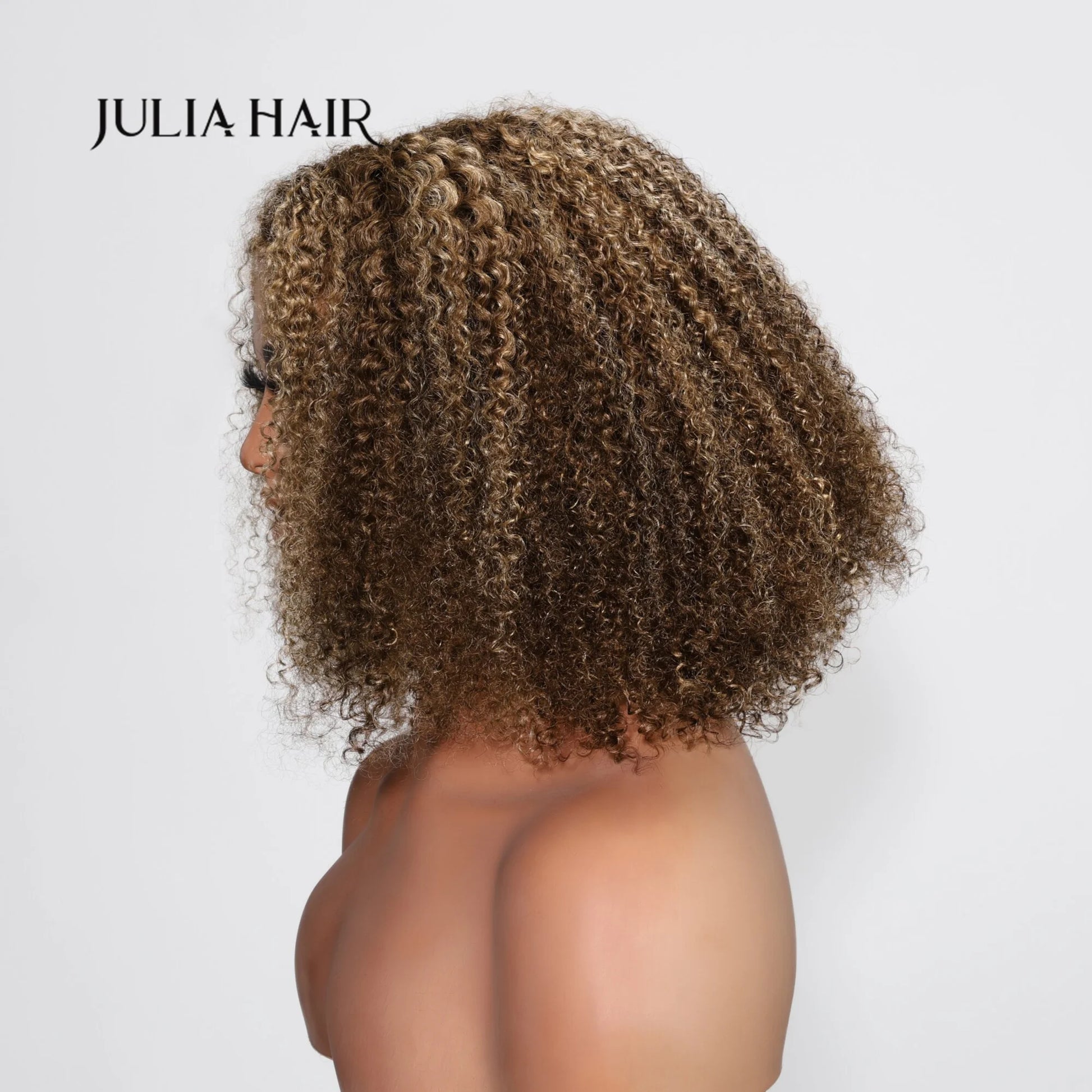 Julia Hair 13x4 Lace Front Highlight Blond Short Curly Bob Human Hair Wigs Pre Pluck With Baby Hair - theultimatemarketshop