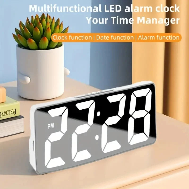 Latest Digital Clock LED Alarm Clock With Temperature Display Adjustable Brightness 12/24 Hours