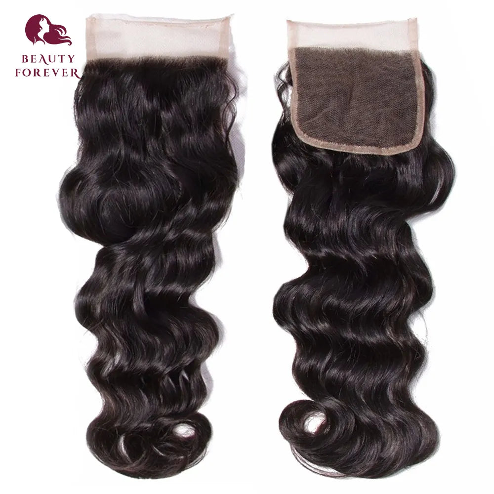 Beauty Forever Brazilian Human Hair Natural Wave 3 Bundles With Lace Closure. - theultimatemarketshop