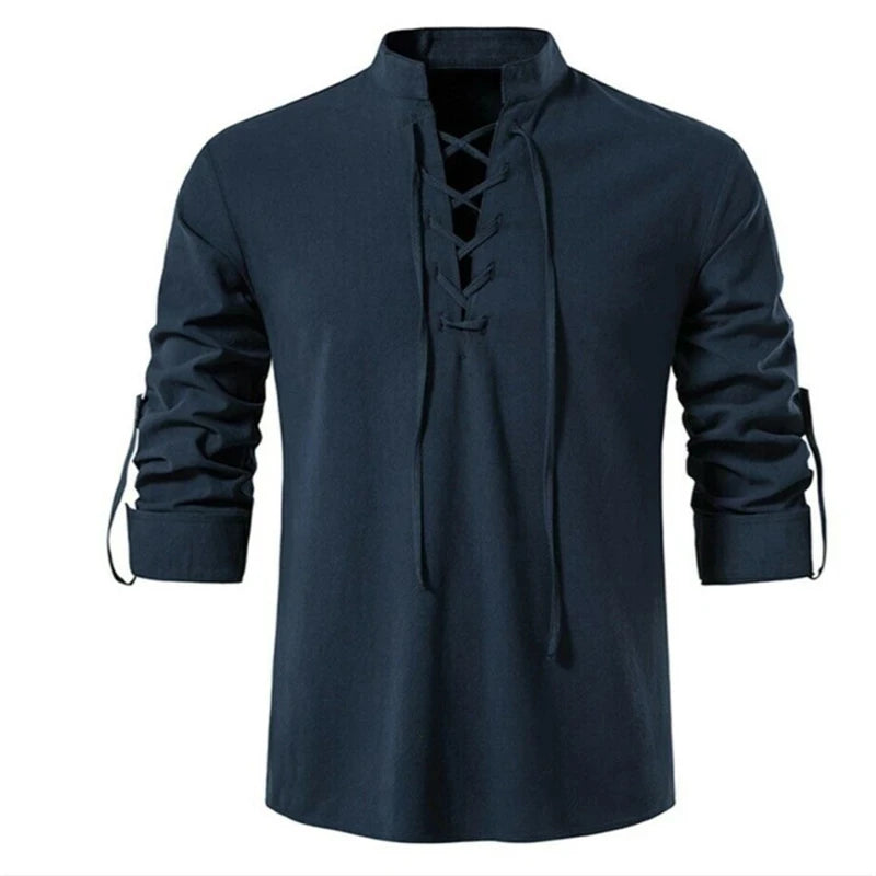 Men's V-neck  Casual wear-shirt Long Sleeve Top - theultimatemarketshop