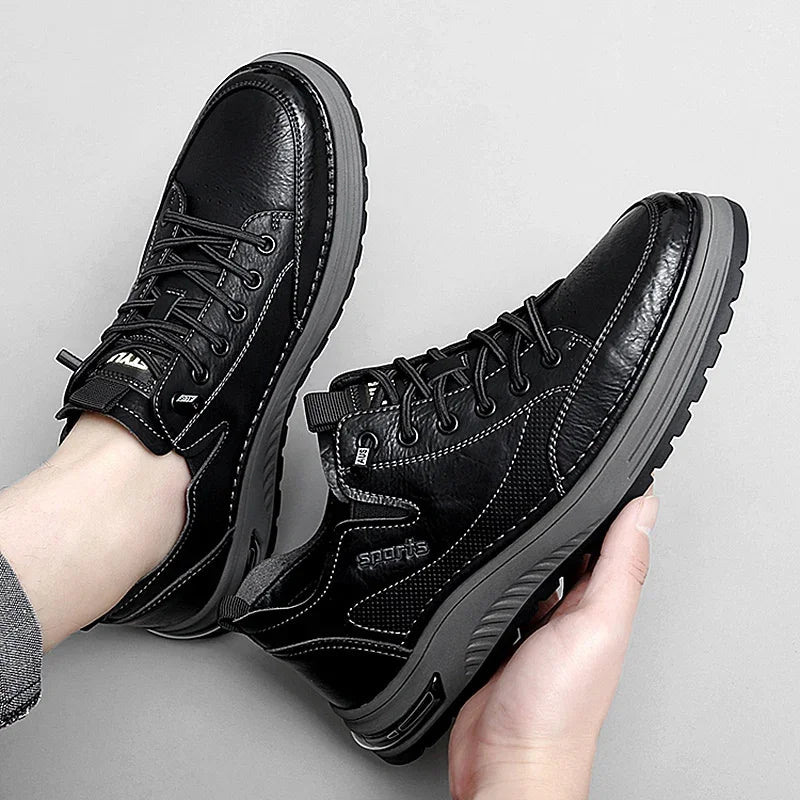 High Quality Genuine Leather  Casual Shoes Luxury Brand Men's  Sneakers Lace Up Oxford Comfort  Outdoor Jogging Shoes