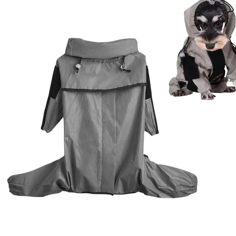 Dog Rain Coat Waterproof Reflective Poncho Jacket Adjustable Dog Rain Jacket with Leash Hole for Medium to 3X-Large Dogs