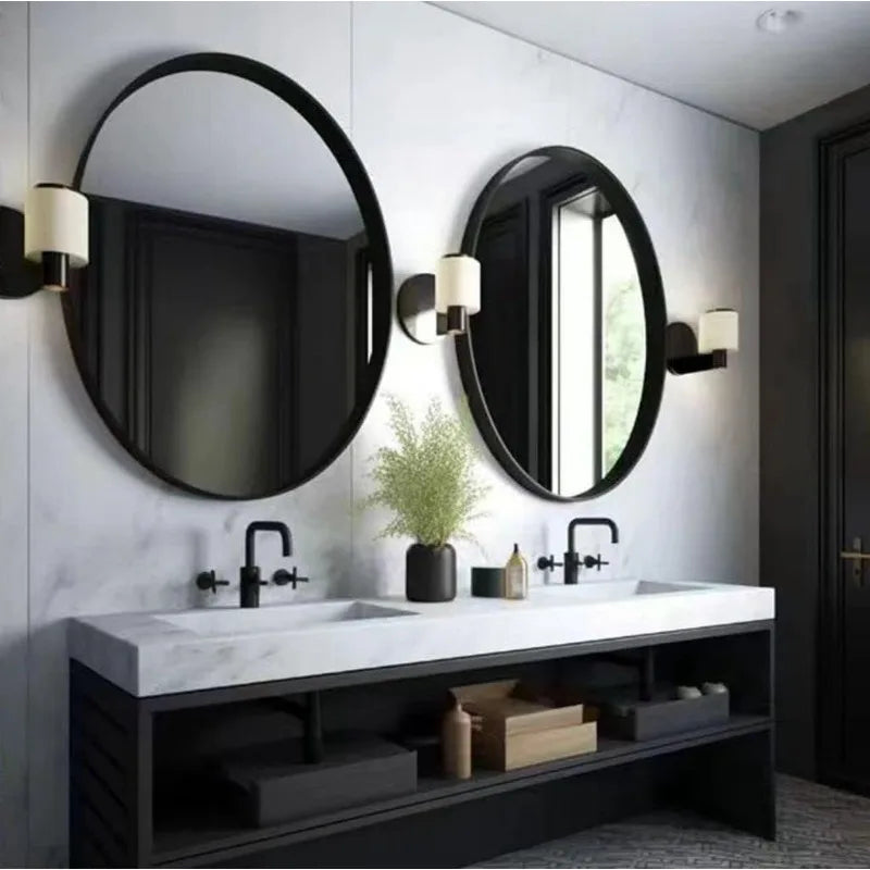 2-Pack Black Bathroom Mirrors , Metal Frame Rectangle Mirror, Modern