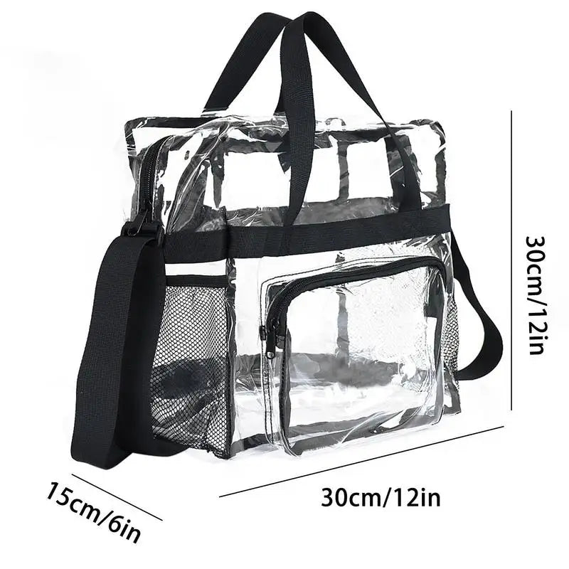 Portable PVC Transparent Shoulder Large Crossbody Bag Tote  for Women Clear Shopping Handbag