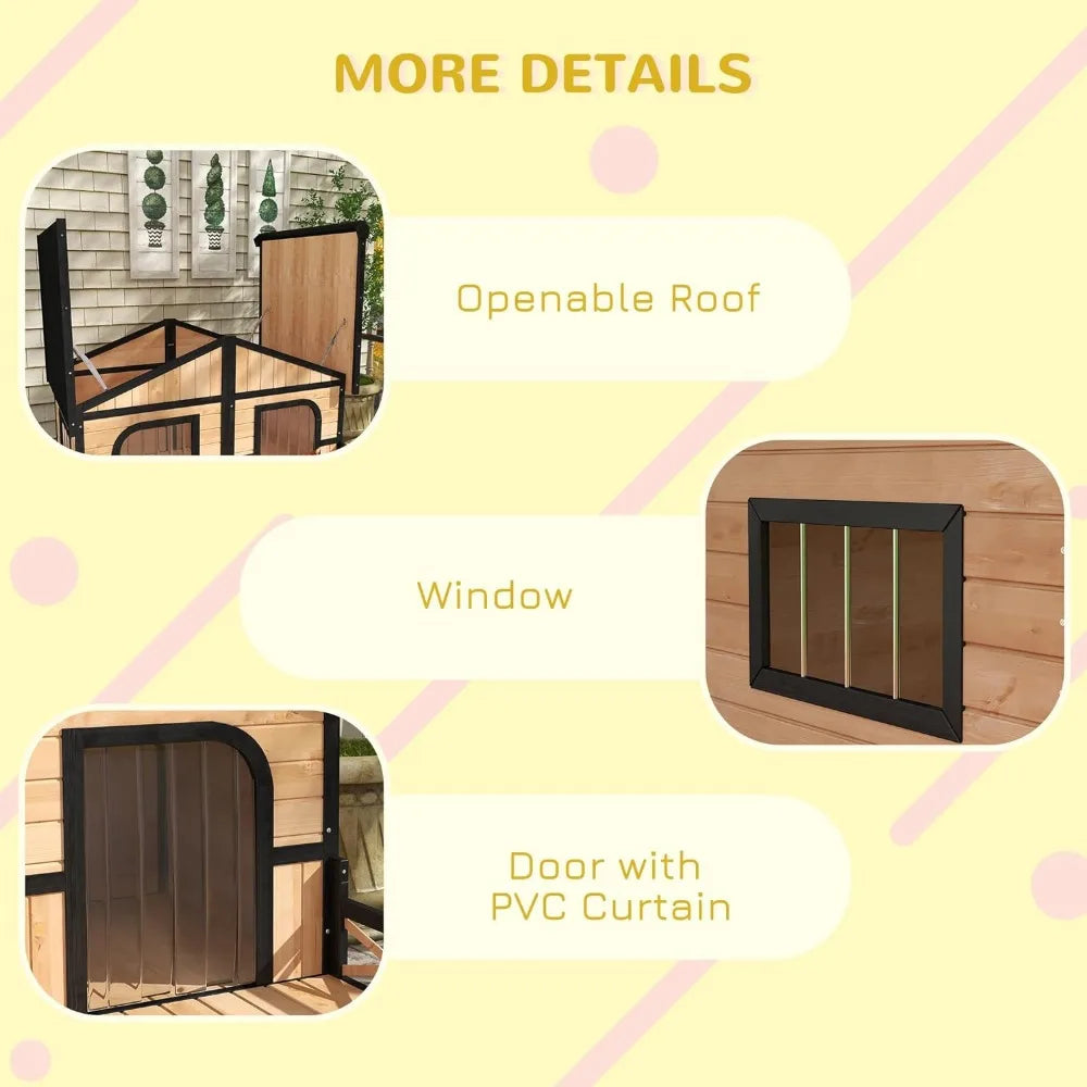 Kennels, Elevated Floor and Porch, Weatherproof Puppy Shelter for Small and Medium Breed Dogs,