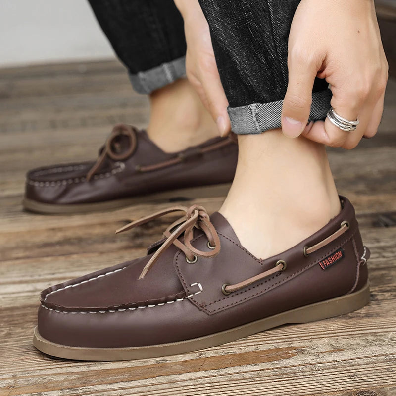 New Leather Men's Causal Shoes Luxury Brand Loafers High Quality Shoes Soft Comfort Walking Sneakers Moccasins.