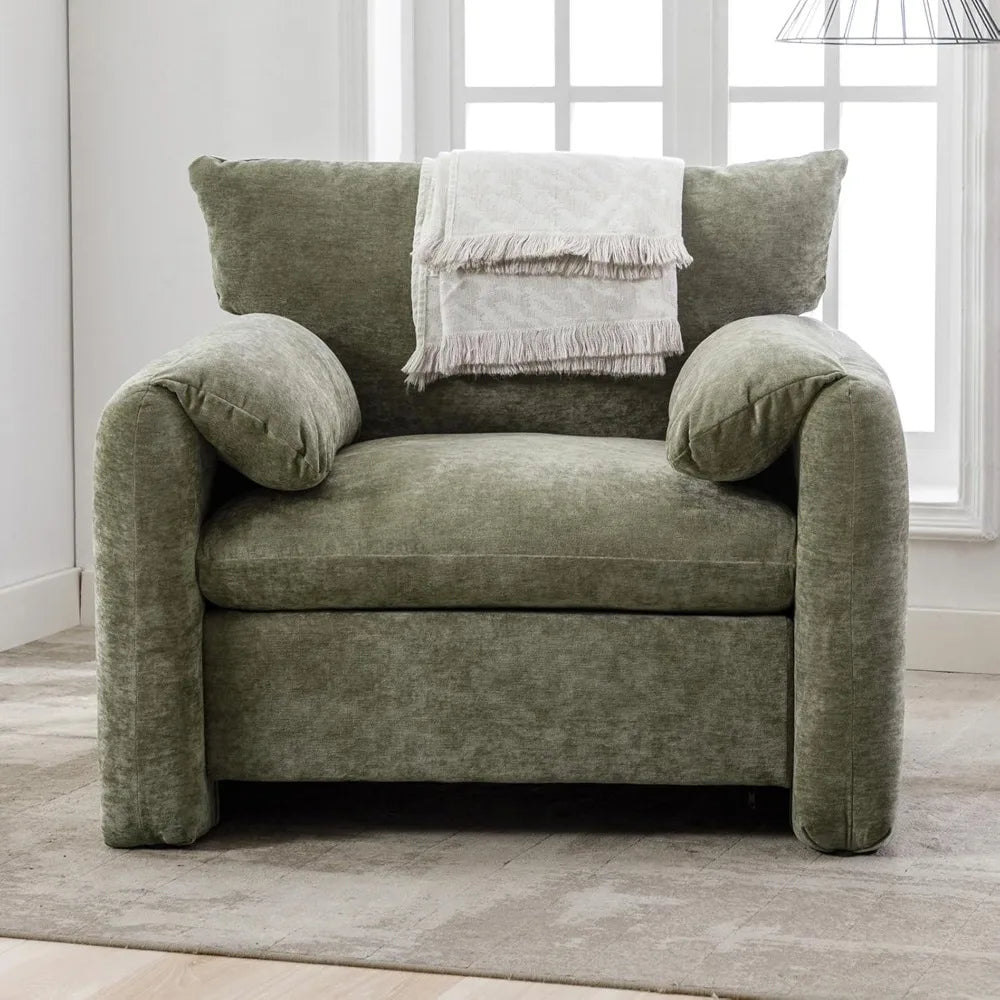 Chenille Oversized Armchair-Modern Accent Chair & Single Sofa Lounge 38.6'' Wide Green Rocking Chairs Living Room Furniture